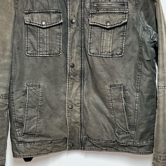 LEVIS Washed cotton Olive Utility Military Jacket Mens Sz M Host Pick - Picture 4 of 8